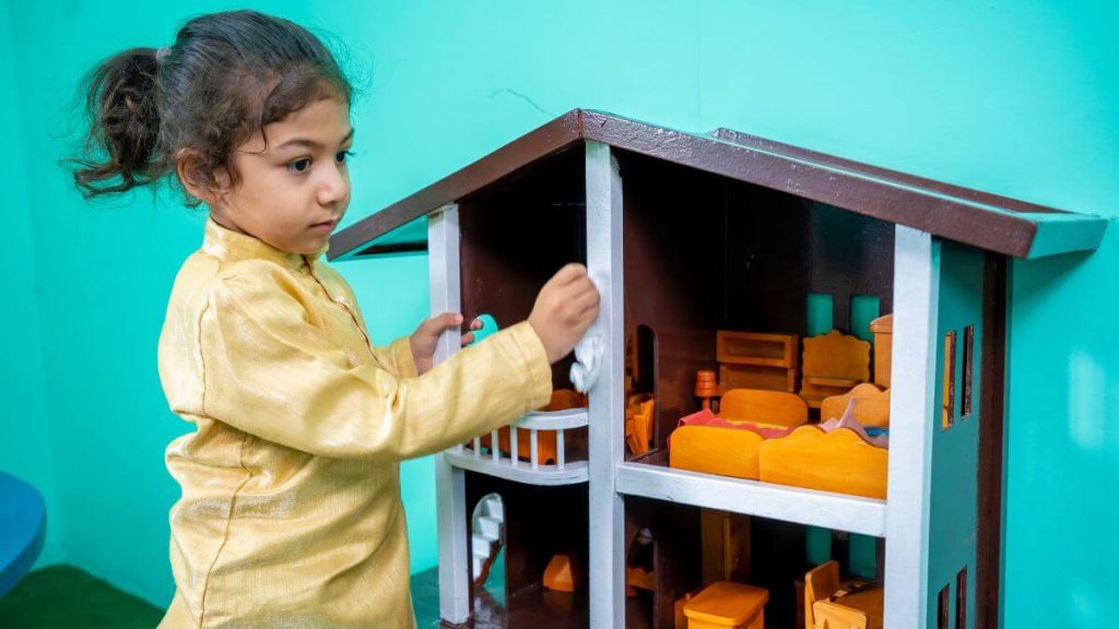 united Preschool curricular activities zone home corner, best preschool in kathmandu