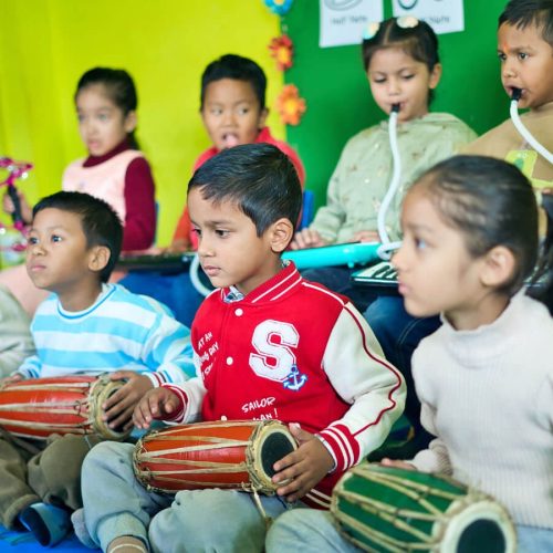 united preschool extra curicular activities as learning musical instruments