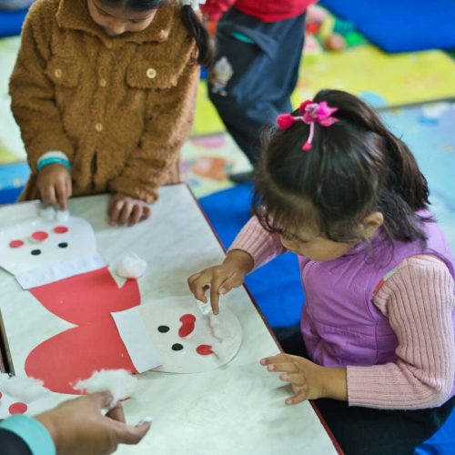 united preschool participating in art crafting